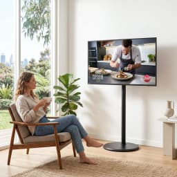 32 to 55 Inch Mobile TV Stand with Wheels Height and Tilt Adjustable Floor Mount