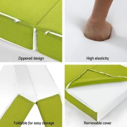 Foldable Single Foam Mattress Green Portable Tri Fold Sleeping Pad for Home Travel Guest Use