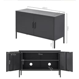 Industrial Metal Buffet Sideboard Storage Cabinet Charcoal Matt Finish with Shelves for Dining Room Kitchen Living Room