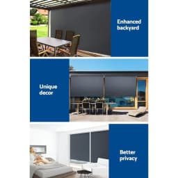 3x2.5M Outdoor Retractable Awning Blind Roll Down Canopy Window Shade Grey
