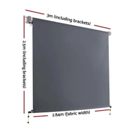3x2.5M Outdoor Retractable Awning Blind Roll Down Canopy Window Shade Grey