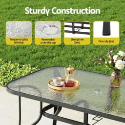 5 Piece Outdoor Dining Set Patio Table and Chairs Grey Bistro Furniture Garden Set