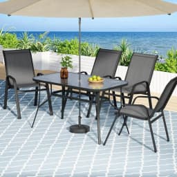 5 Piece Outdoor Dining Set Patio Table and Chairs Grey Bistro Furniture Garden Set
