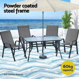 5 Piece Outdoor Dining Set Patio Table and Chairs Grey Bistro Furniture Garden Set