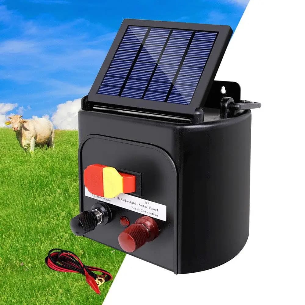 3KM Solar Powered 0.1J Electric Fence Energizer Charger for Farm Livestock Security