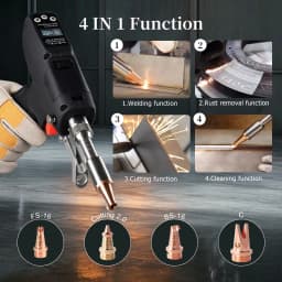 4-in-1 Laser Welding Machine, Raycus Laser, Ausen System, HW980 torch head, paired with a single wire feeder.