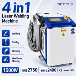 4-in-1 Laser Welding Machine, Raycus Laser, Ausen System, HW980 torch head, paired with a single wire feeder.