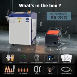 4-in-1 Laser Welding Machine, Raycus Laser, Ausen System, HW980 torch head, paired with a single wire feeder.