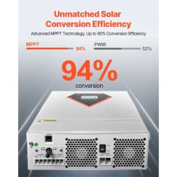 VEVOR Hybrid Solar Inverter 3500W/6000W 24V DC to Single-Phase 220/230V AC, Built-in 100A MPPT Solar Controller for Off-Grid