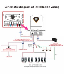 VEVOR Hybrid Solar Inverter 3500W/6000W 24V DC to Single-Phase 220/230V AC, Built-in 100A MPPT Solar Controller for Off-Grid