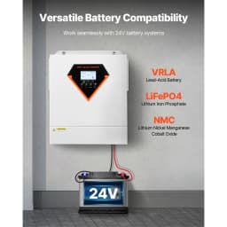 VEVOR Hybrid Solar Inverter 3500W/6000W 24V DC to Single-Phase 220/230V AC, Built-in 100A MPPT Solar Controller for Off-Grid