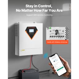 VEVOR Hybrid Solar Inverter 3500W/6000W 24V DC to Single-Phase 220/230V AC, Built-in 100A MPPT Solar Controller for Off-Grid