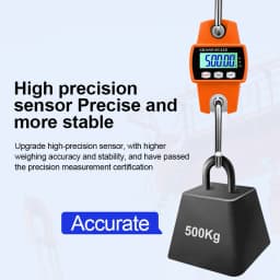 Digital Hanging Scale 1102lb Crane Scale 500kg Portable Weighing Scale with LCD Display, Kg/lb/N Unit Switchable for Shipping