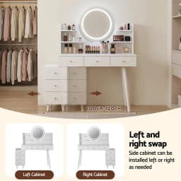 White LED Vanity Desk with Charging Station Dressing Table Makeup Desk Mirror Storage for Bedroom and Home Use