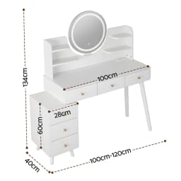 White LED Vanity Desk with Charging Station Dressing Table Makeup Desk Mirror Storage for Bedroom and Home Use