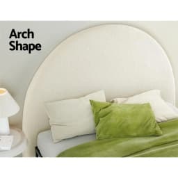Modern Double Boucle Upholstered Bed Frame White Headboard Platform Bed for Bedroom Storage Compatible Frame Design