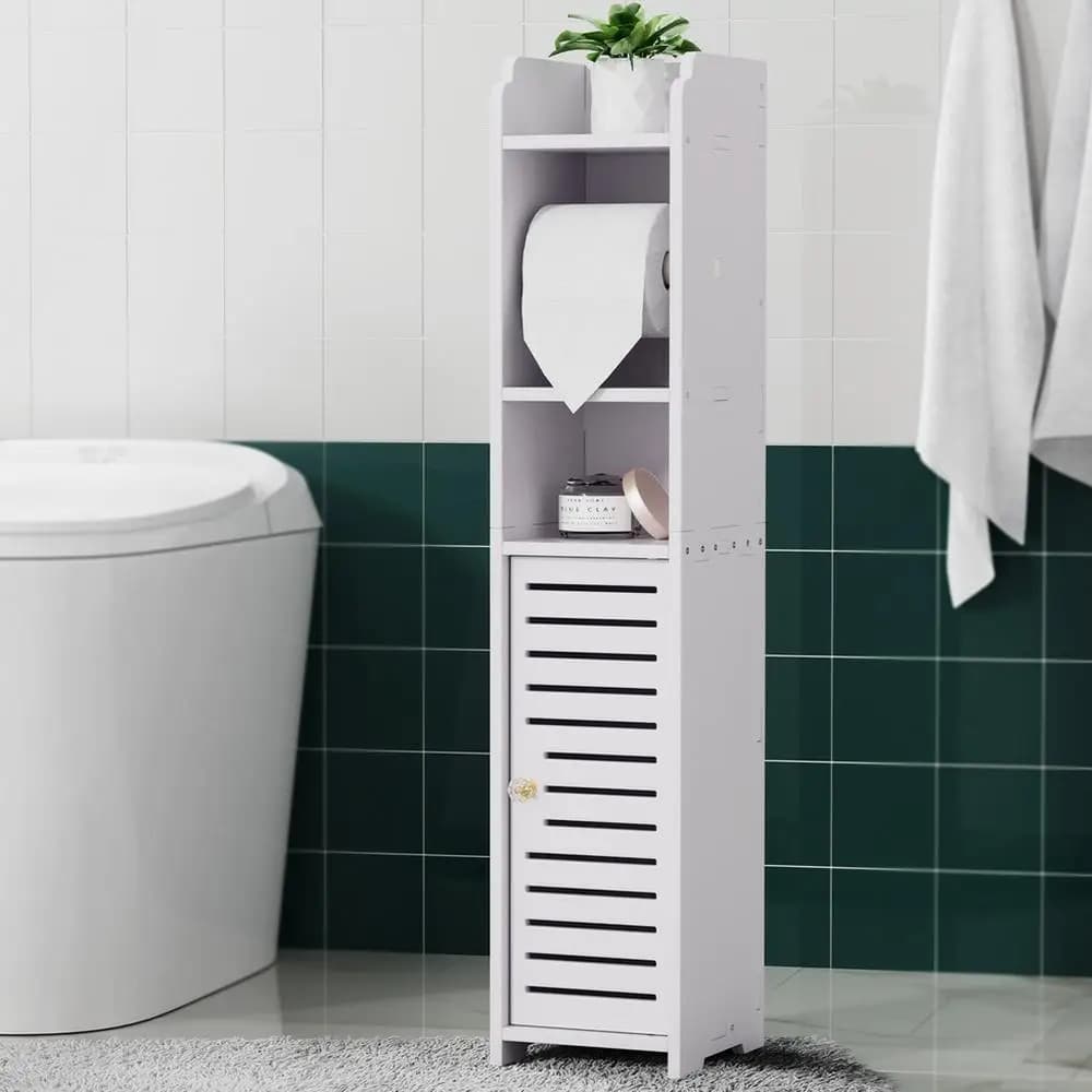 Bathroom Cabinet Toilet Roll Holder 3 Tier Floor Standing Tissue Storage Organizer Wooden Bathroom Shelf Cabinet