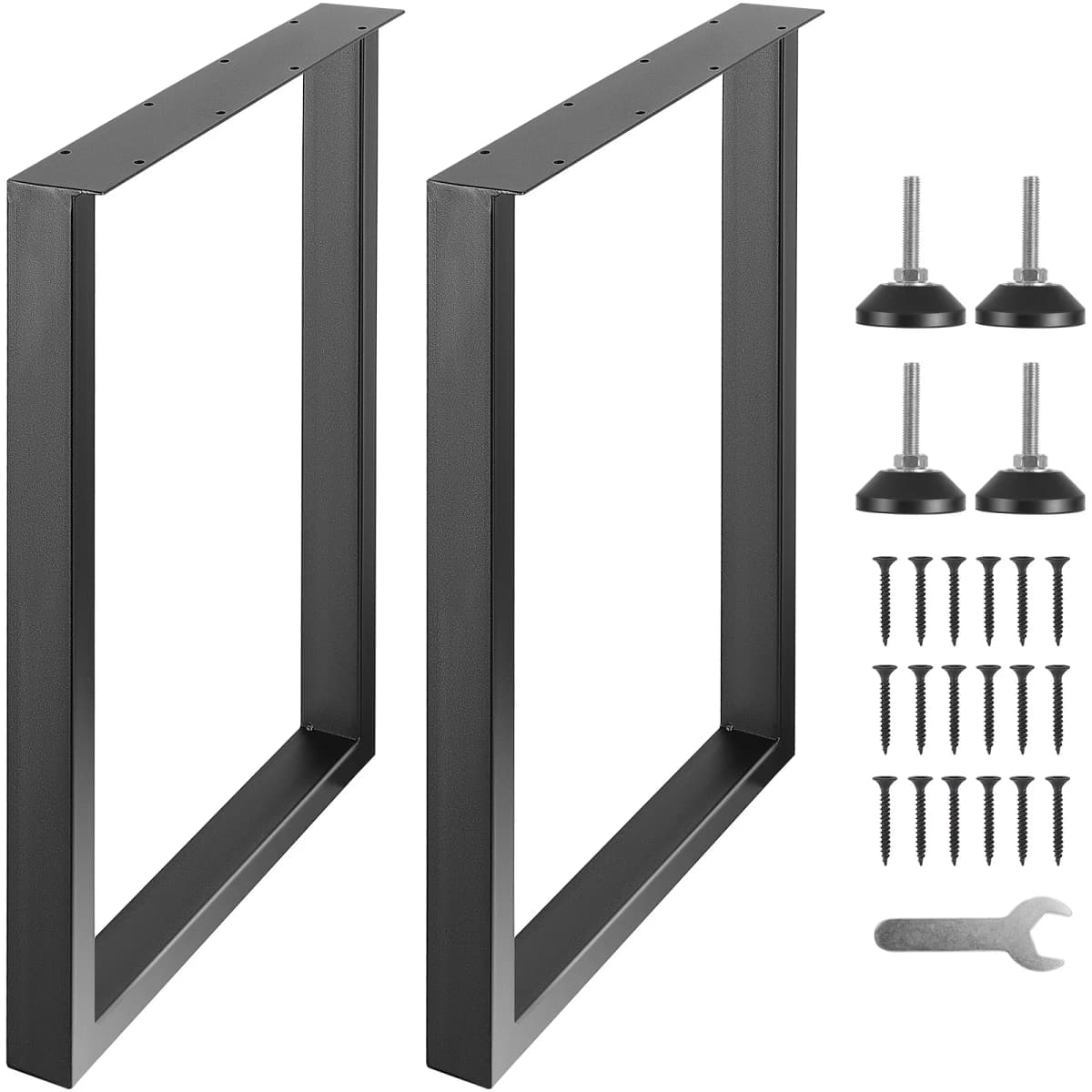 VEVOR 28inch Table Legs Adjustable Furniture Legs Set of 2 Square Reinforced Steel Office Table leg Max Load 1000 lbs For Home