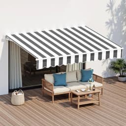 Retractable Folding Arm Motorized Sunshade Awning 2.5x2m Grey White