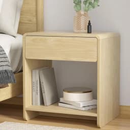 Pine Bedside Table With Drawer and Open Shelf Compact Nightstand Storage Cabinet for Bedroom Living Room Home Use