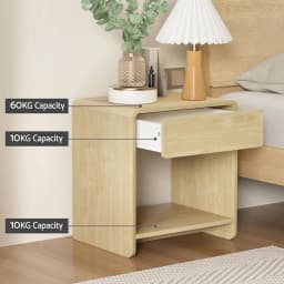Pine Bedside Table With Drawer and Open Shelf Compact Nightstand Storage Cabinet for Bedroom Living Room Home Use