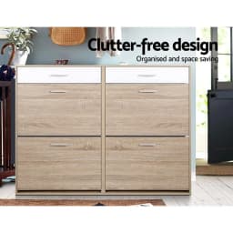Shoe Rack Cabinet 36 Pair Adjustable Shelf Pine Storage Organizer Furniture