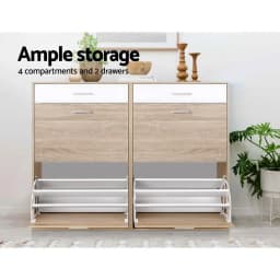 Shoe Rack Cabinet 36 Pair Adjustable Shelf Pine Storage Organizer Furniture
