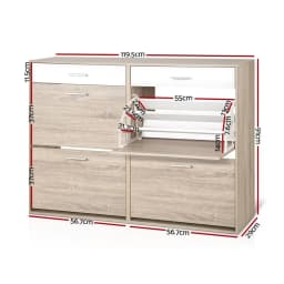 Shoe Rack Cabinet 36 Pair Adjustable Shelf Pine Storage Organizer Furniture