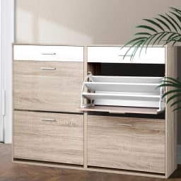 Shoe Rack Cabinet 36 Pair Adjustable Shelf Pine Storage Organizer Furniture