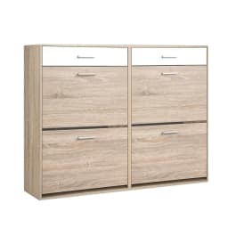 Shoe Rack Cabinet 36 Pair Adjustable Shelf Pine Storage Organizer Furniture