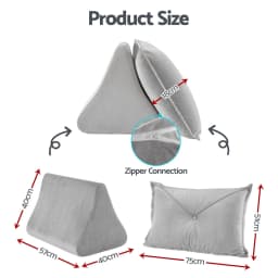Ergonomic Bed Back Support Pillow with High Density Base Shredded Foam Velvet Cover for gaming Nursing Reading and Floor Seating