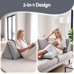 Ergonomic Bed Back Support Pillow with High Density Base Shredded Foam Velvet Cover for gaming Nursing Reading and Floor Seating