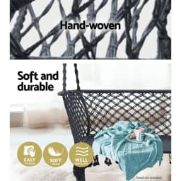 Outdoor Portable Camping Hammock Chair 2 Person Grey Hanging Swing Seat for Garden Patio Travel and Camping