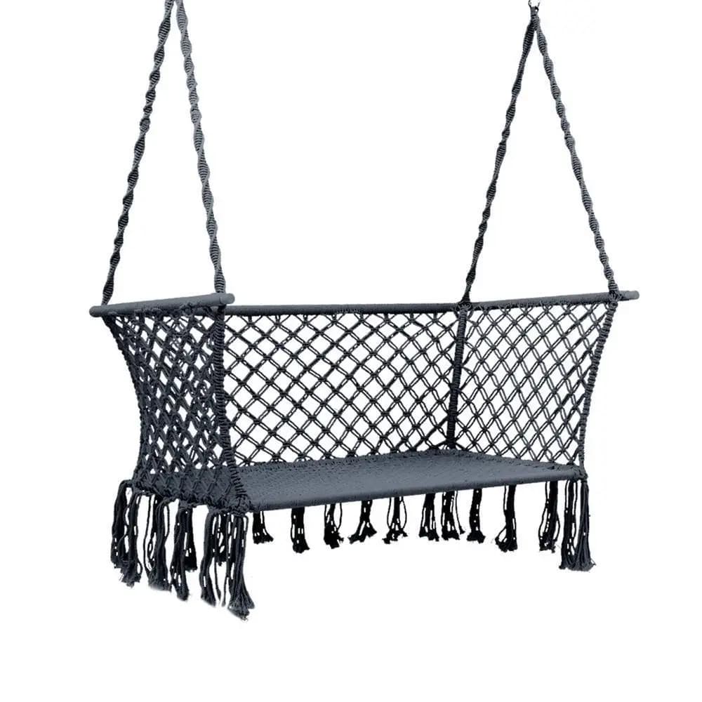 Outdoor Portable Camping Hammock Chair 2 Person Grey Hanging Swing Seat for Garden Patio Travel and Camping