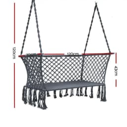 Outdoor Portable Camping Hammock Chair 2 Person Grey Hanging Swing Seat for Garden Patio Travel and Camping