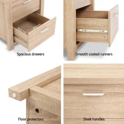 2 Pack Pine Bedside Table with 2 Drawers Modern Wooden Nightstand Storage Cabinet for Bedroom Furniture