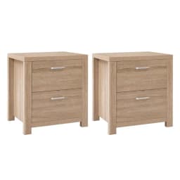 2 Pack Pine Bedside Table with 2 Drawers Modern Wooden Nightstand Storage Cabinet for Bedroom Furniture