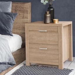 2 Pack Pine Bedside Table with 2 Drawers Modern Wooden Nightstand Storage Cabinet for Bedroom Furniture