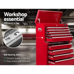 14 Drawer Tool Box Cabinet Chest Mechanic Garage Storage Trolley Red Heavy Duty Mobile Tool Organizer Cabinet