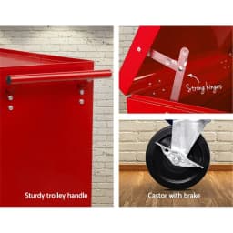 14 Drawer Tool Box Cabinet Chest Mechanic Garage Storage Trolley Red Heavy Duty Mobile Tool Organizer Cabinet