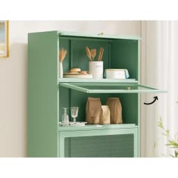 Modern Green Metal Buffet Sideboard Cabinet with Adjustable Shelves Storage for Kitchen Dining Room Living Room