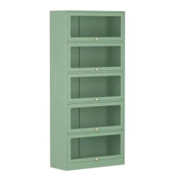 Modern Green Metal Buffet Sideboard Cabinet with Adjustable Shelves Storage for Kitchen Dining Room Living Room