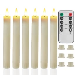 Flameless Taper Candles Battery Operated 6 Pack Ivory Realistic Flickering Flame Remote Control Dimmable LED Candles with Timer for Chandelier Candelabra Wedding Holiday Decor