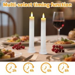 Flameless Taper Candles Battery Operated 6 Pack Ivory Realistic Flickering Flame Remote Control Dimmable LED Candles with Timer for Chandelier Candelabra Wedding Holiday Decor