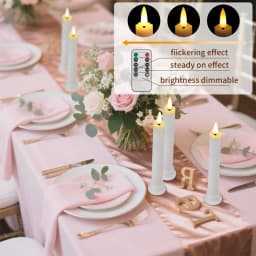 Flameless Taper Candles Battery Operated 6 Pack Ivory Realistic Flickering Flame Remote Control Dimmable LED Candles with Timer for Chandelier Candelabra Wedding Holiday Decor