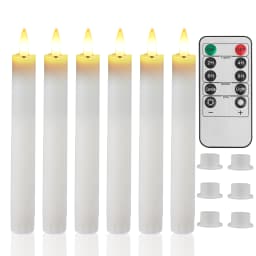 Flameless Taper Candles Battery Operated 6 Pack Ivory Realistic Flickering Flame Remote Control Dimmable LED Candles with Timer for Chandelier Candelabra Wedding Holiday Decor