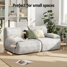 2 Seater Modular Sectional Sofa Bed No Assembly Living Room Grey Couch