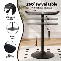 3 Piece Black Bar Stools and Table Set for Dining Kitchen Cafe and Pub Use