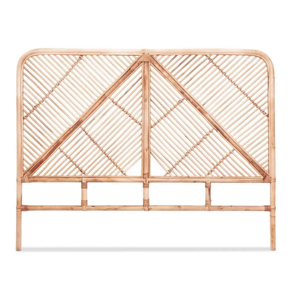 Double Bed Rattan Headboard Pine Wood Bed Frame Headboard Natural Woven Bedroom Decor