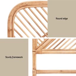 Double Bed Rattan Headboard Pine Wood Bed Frame Headboard Natural Woven Bedroom Decor